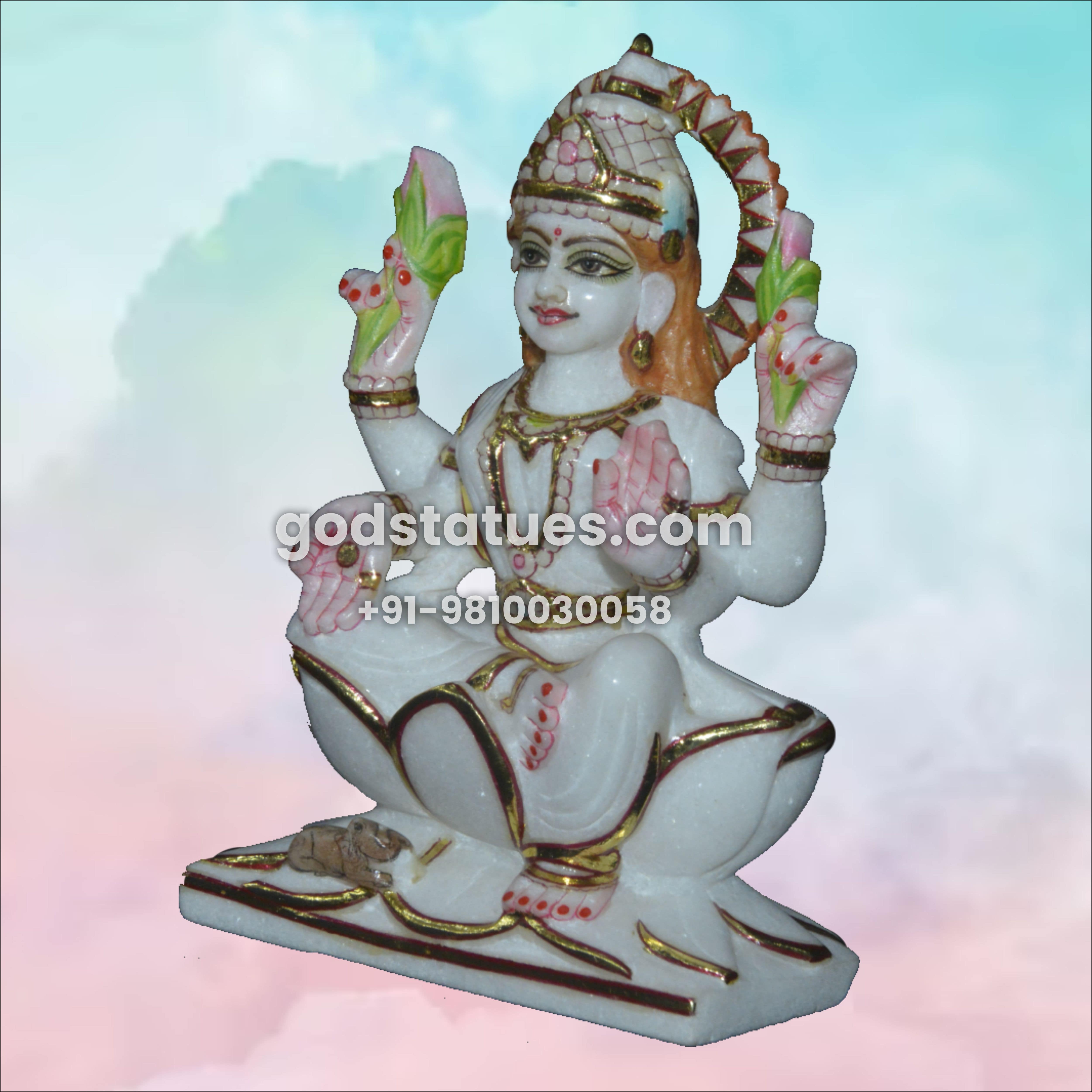 Lakshmi Ji sitting on Lotus Marble Statue God Statues 2